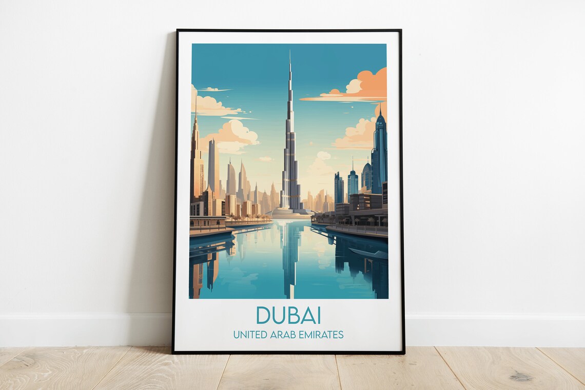 Dubai Travel Print, United Arab Emirates Poster