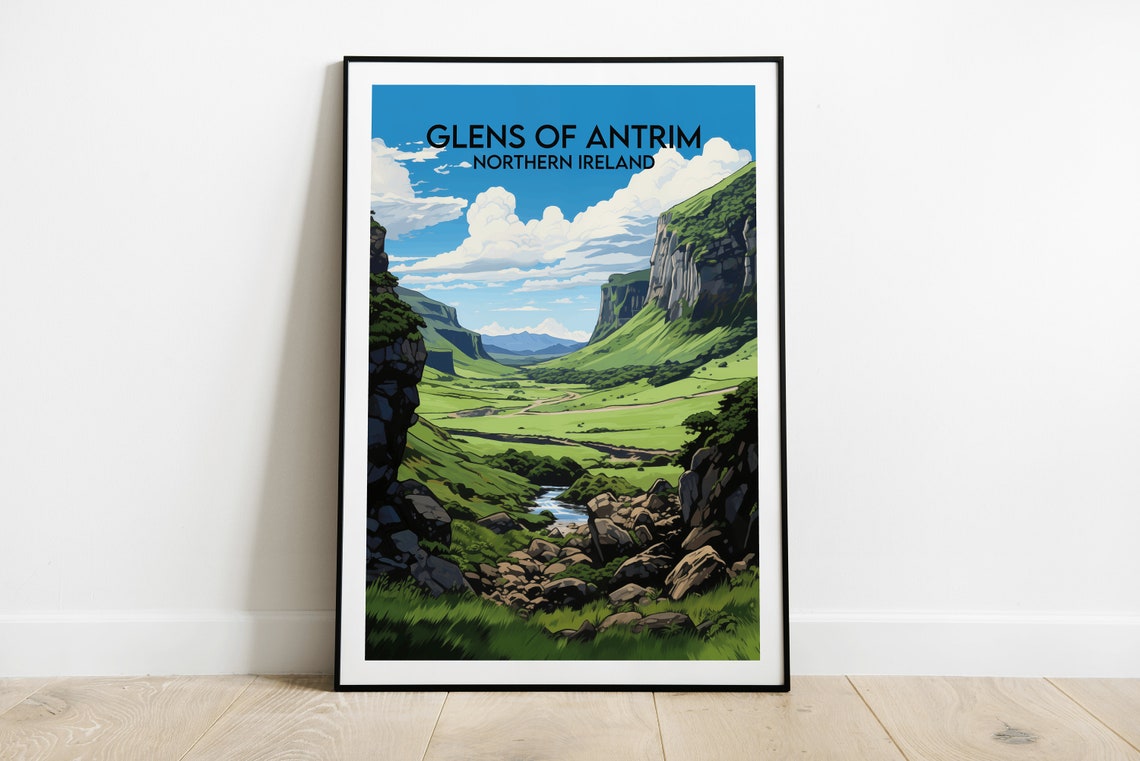 Glens of Antrim Northern Ireland Rocky Stream Mountain Art Poster