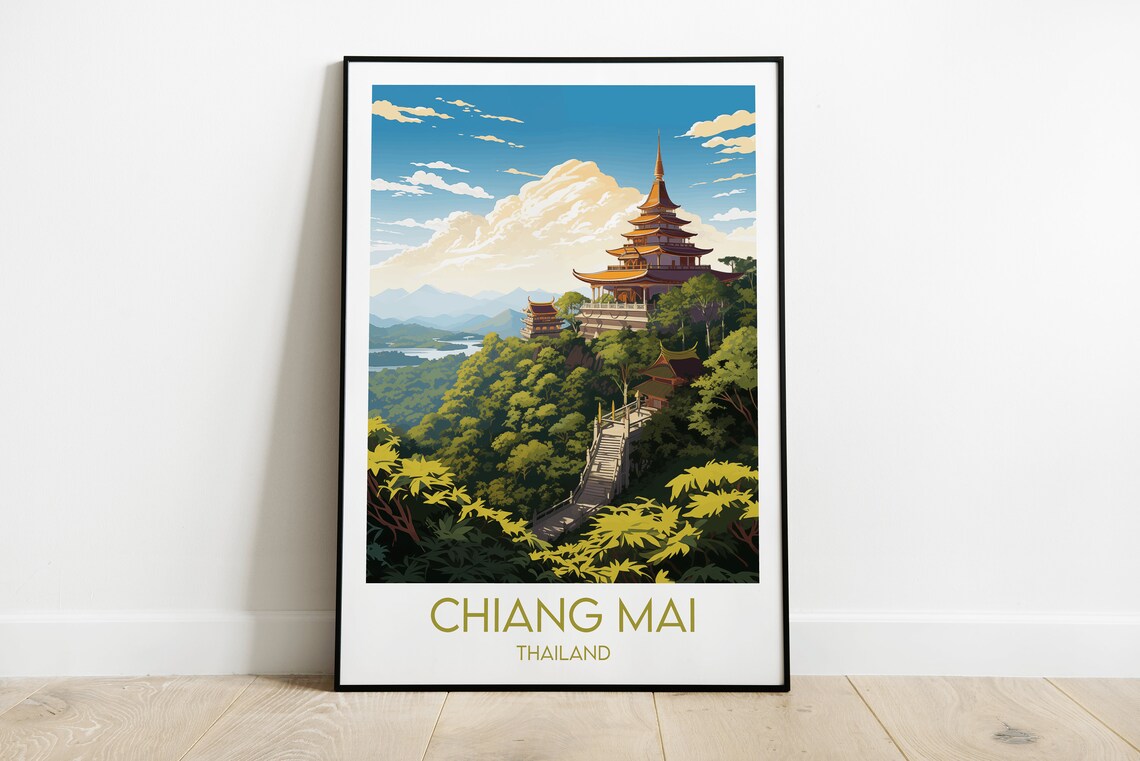 Chiang Mai Travel Poster, Custom Personalized Gift