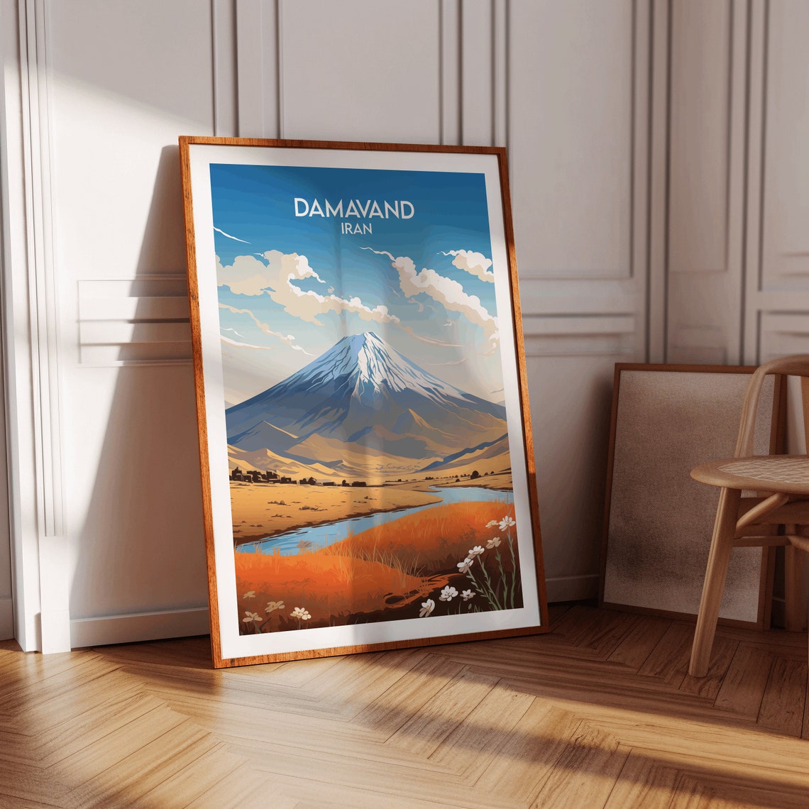Damavand Iran Snow Capped Peak Alpine Meadow Vintage Travel Poster - Image 2