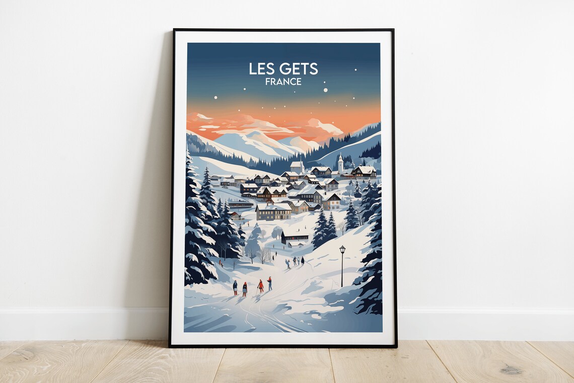 Les Gets Ski Travel Print France Gift Poster