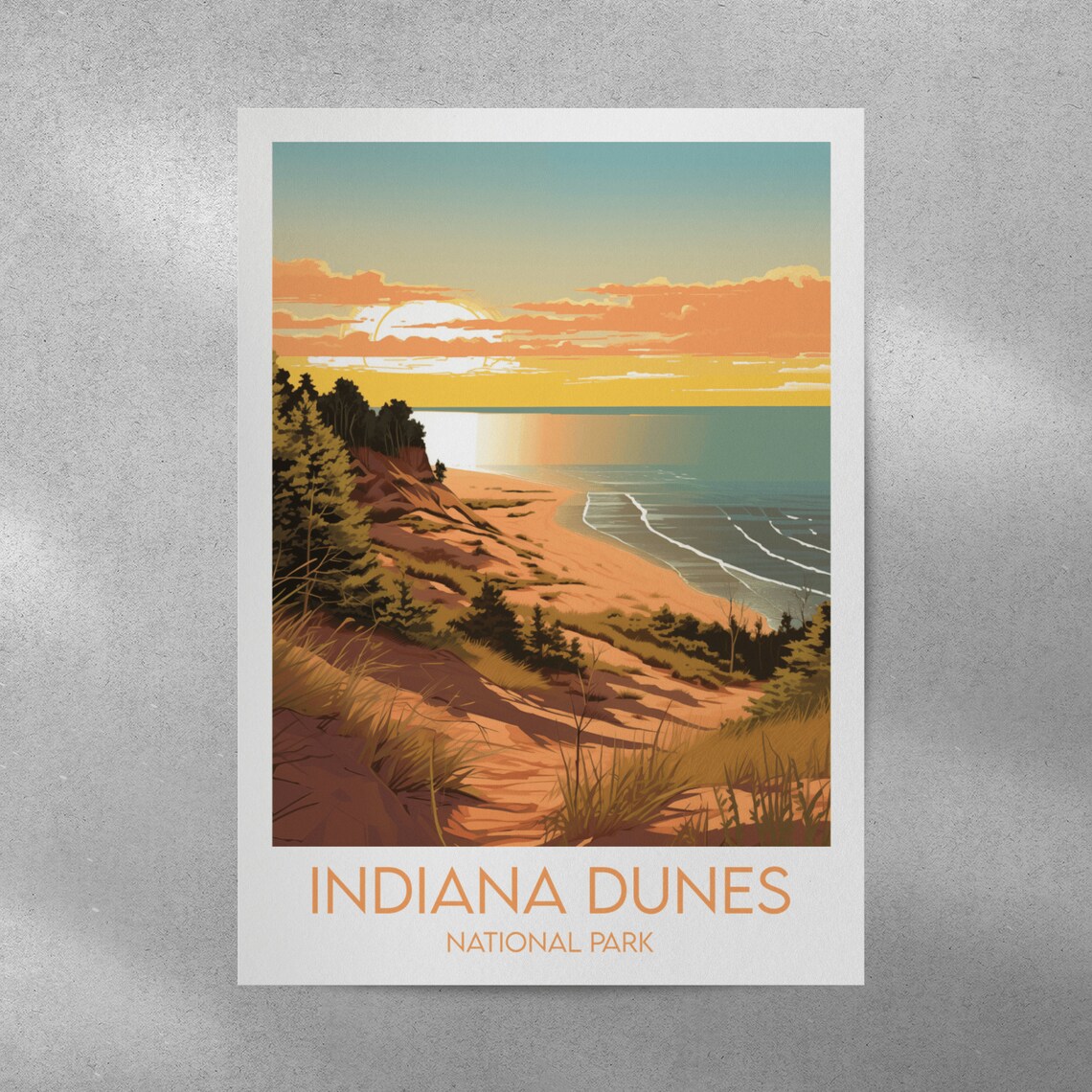 Indiana Dunes National Park Dune Sunset Vintage Travel Poster - Image 2