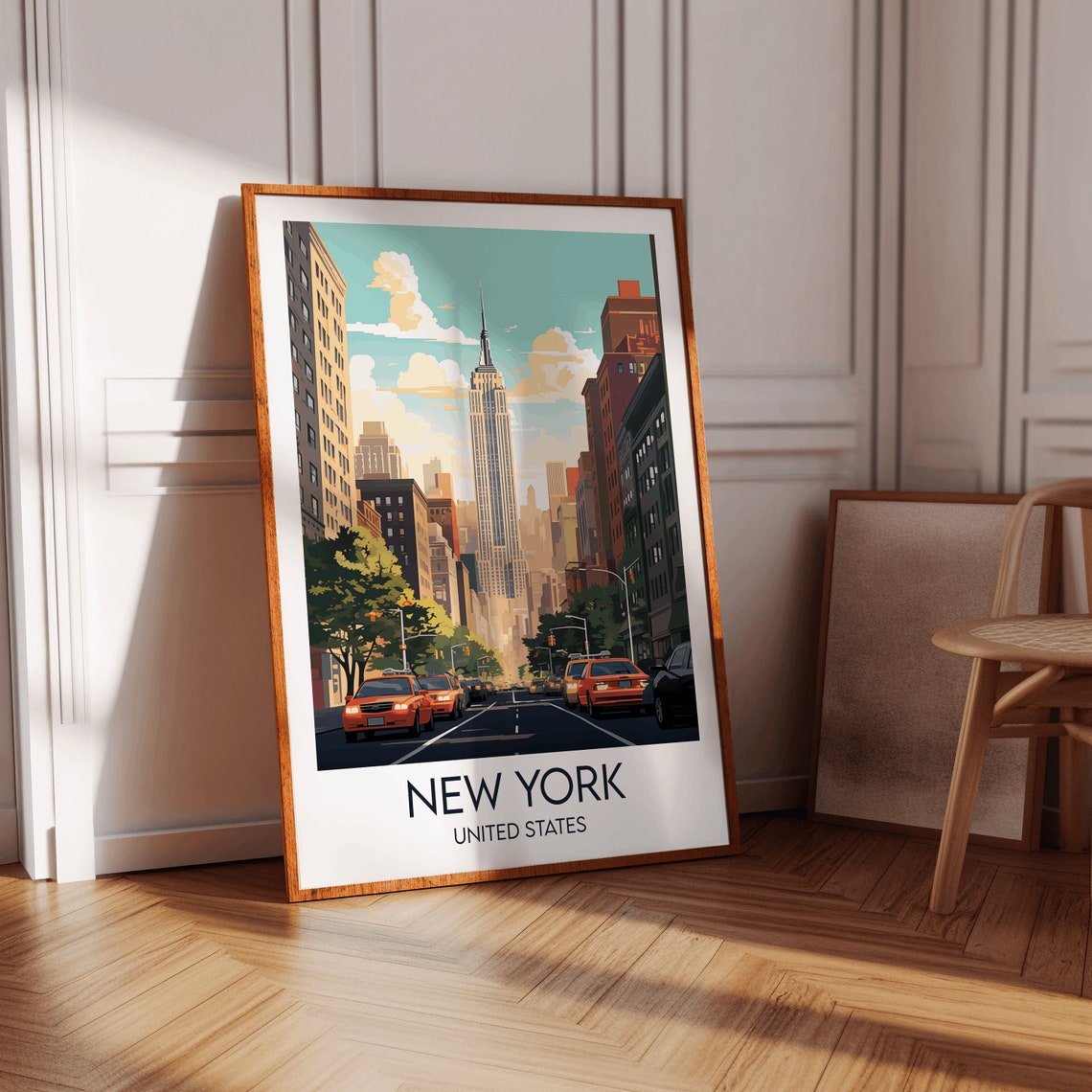 New York Empire State Building Manhattan Street Vintage Travel Poster - Image 3