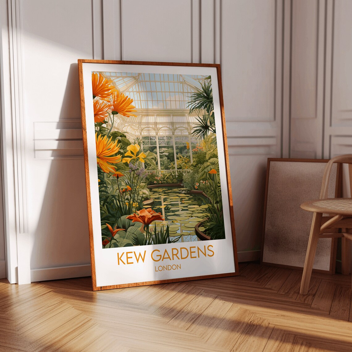 Kew Gardens London Glasshouse Water Lilies Botanical Travel Poster - Image 2