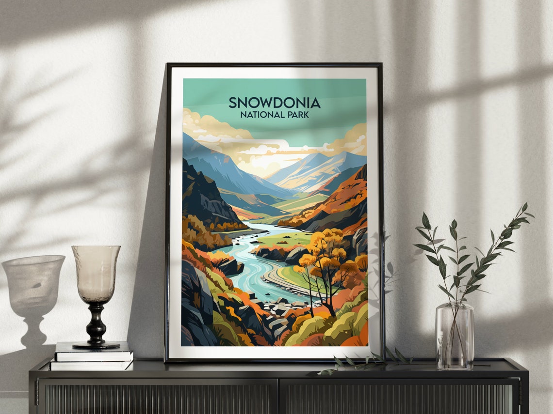 Snowdonia National Park Autumn River Valley Poster Travel Art - Image 5