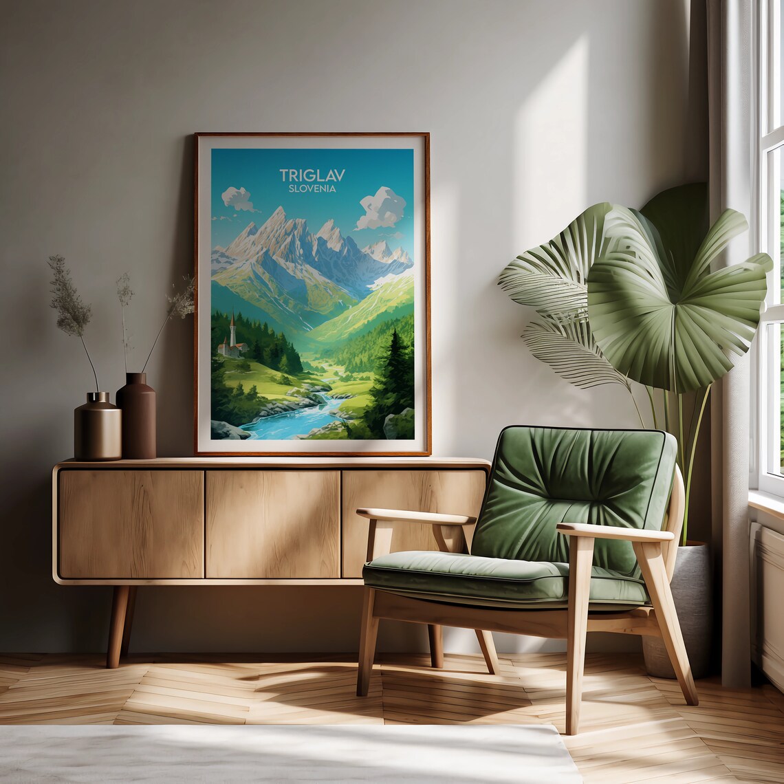 Triglav Slovenia Illustrated Alpine Peaks Vintage Travel Poster - Image 2