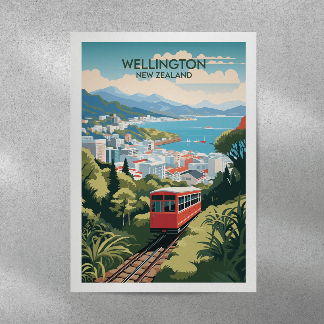 Wellington Travel Poster, New Zealand Place Print - Image 3
