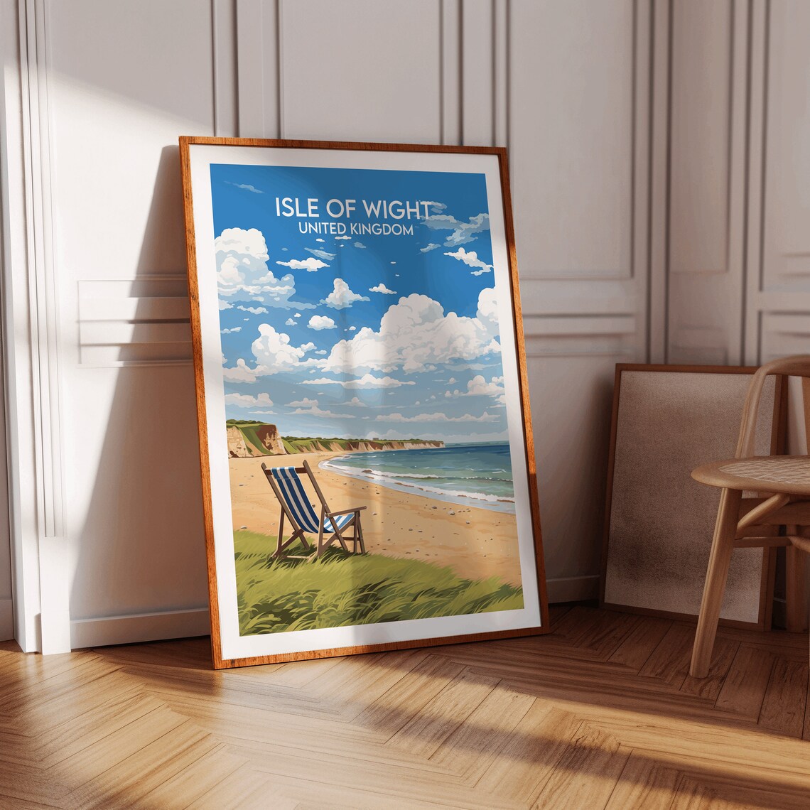 Isle Of Wight United Kingdom Beach Deck Chair Retro Travel Poster - Image 2