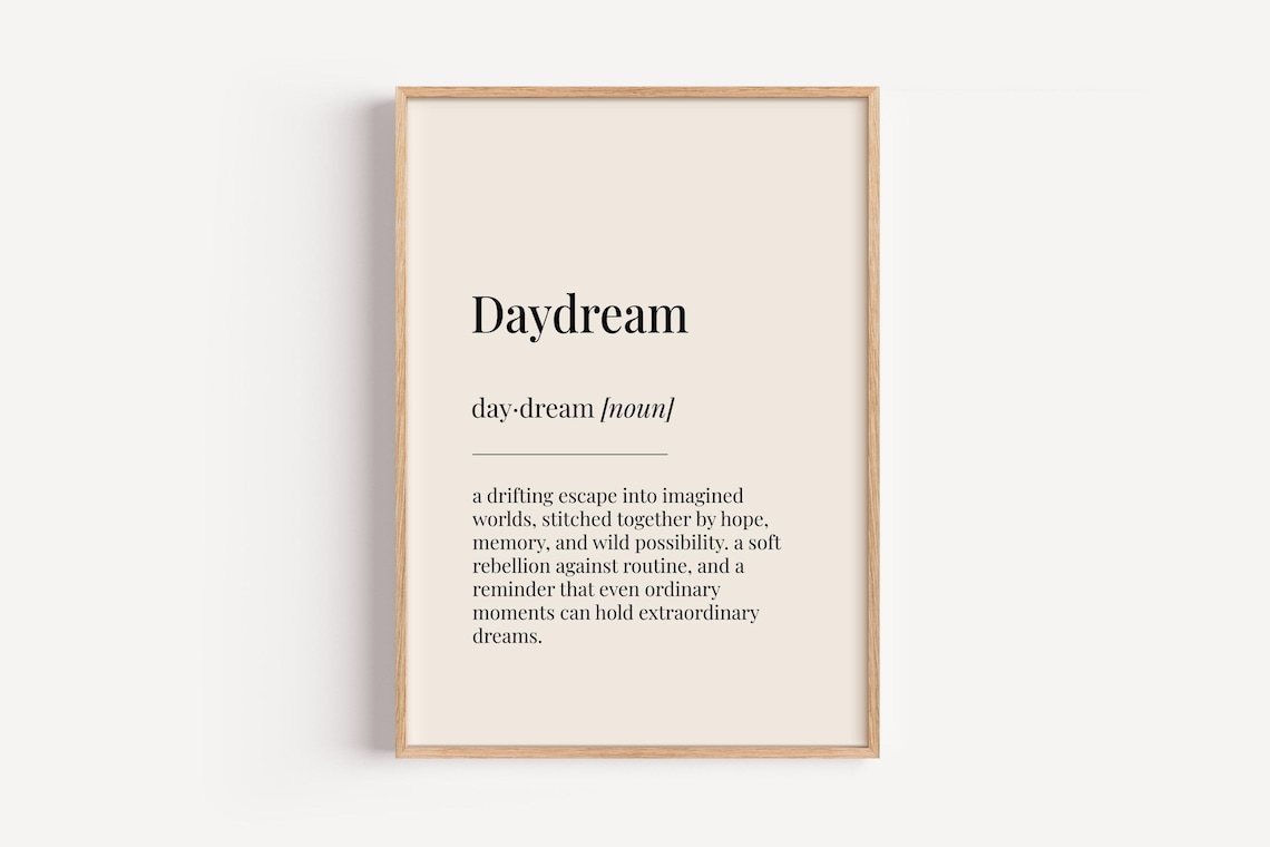 Daydream Definition Dictionary Poster Dreamy Minimalist Beige Word Art