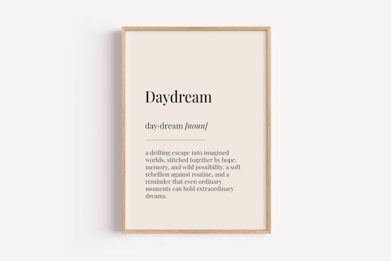Daydream Definition Dictionary Poster Dreamy Minimalist Beige Word Art