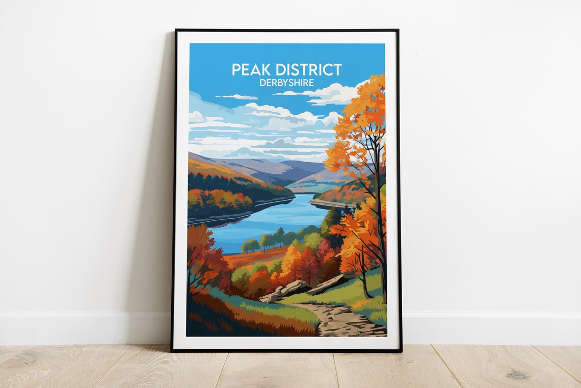 Peak District Travel Poster, Derbyshire Custom Print