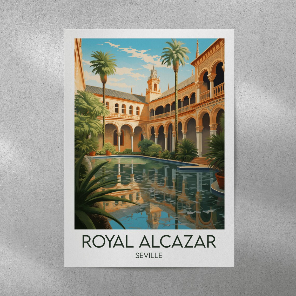 Royal Alcazar Seville Spain Moorish Courtyard Palace Travel Poster - Image 4