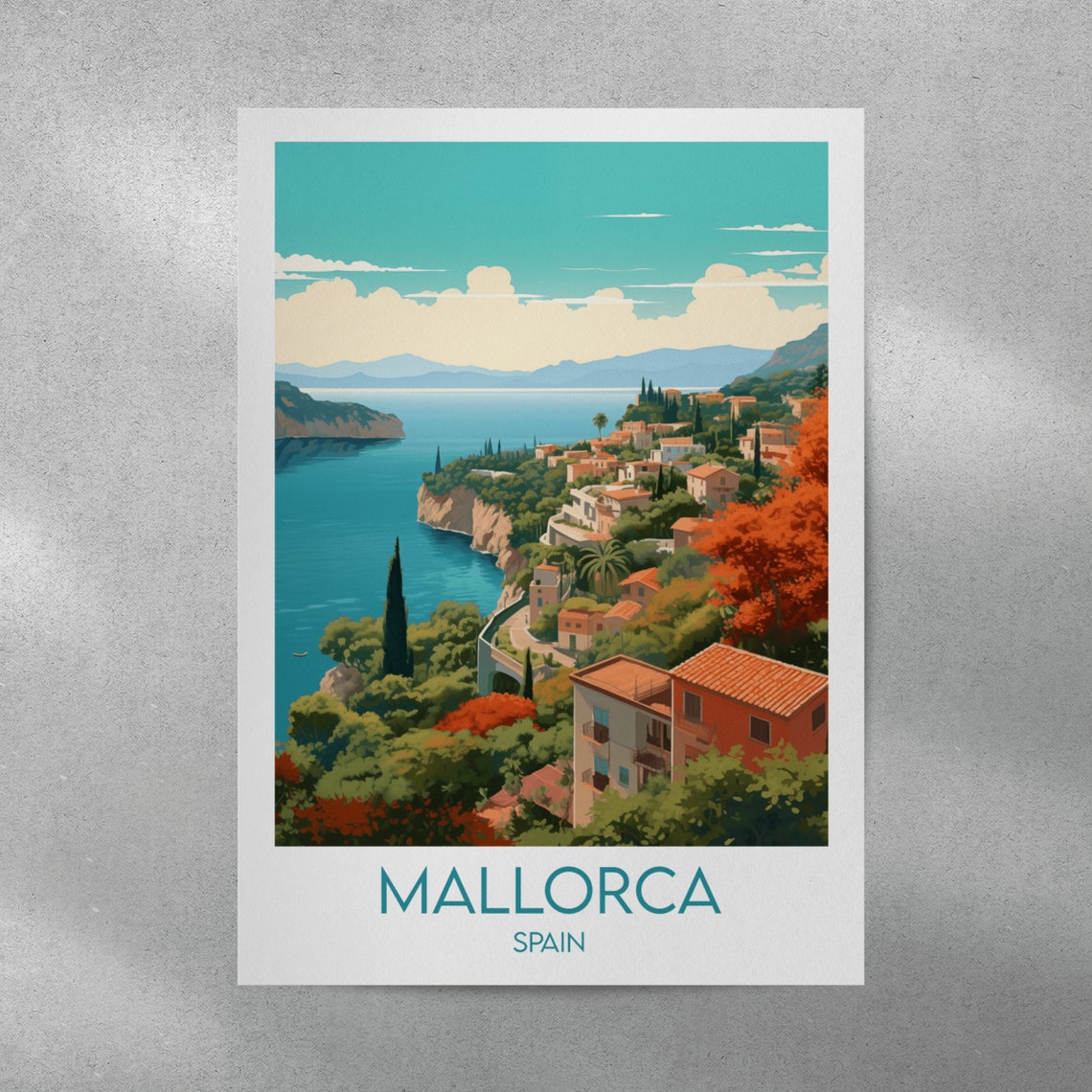Mallorca Spain Coastal Cliffs Village Seaside Vintage Travel Poster - Image 5