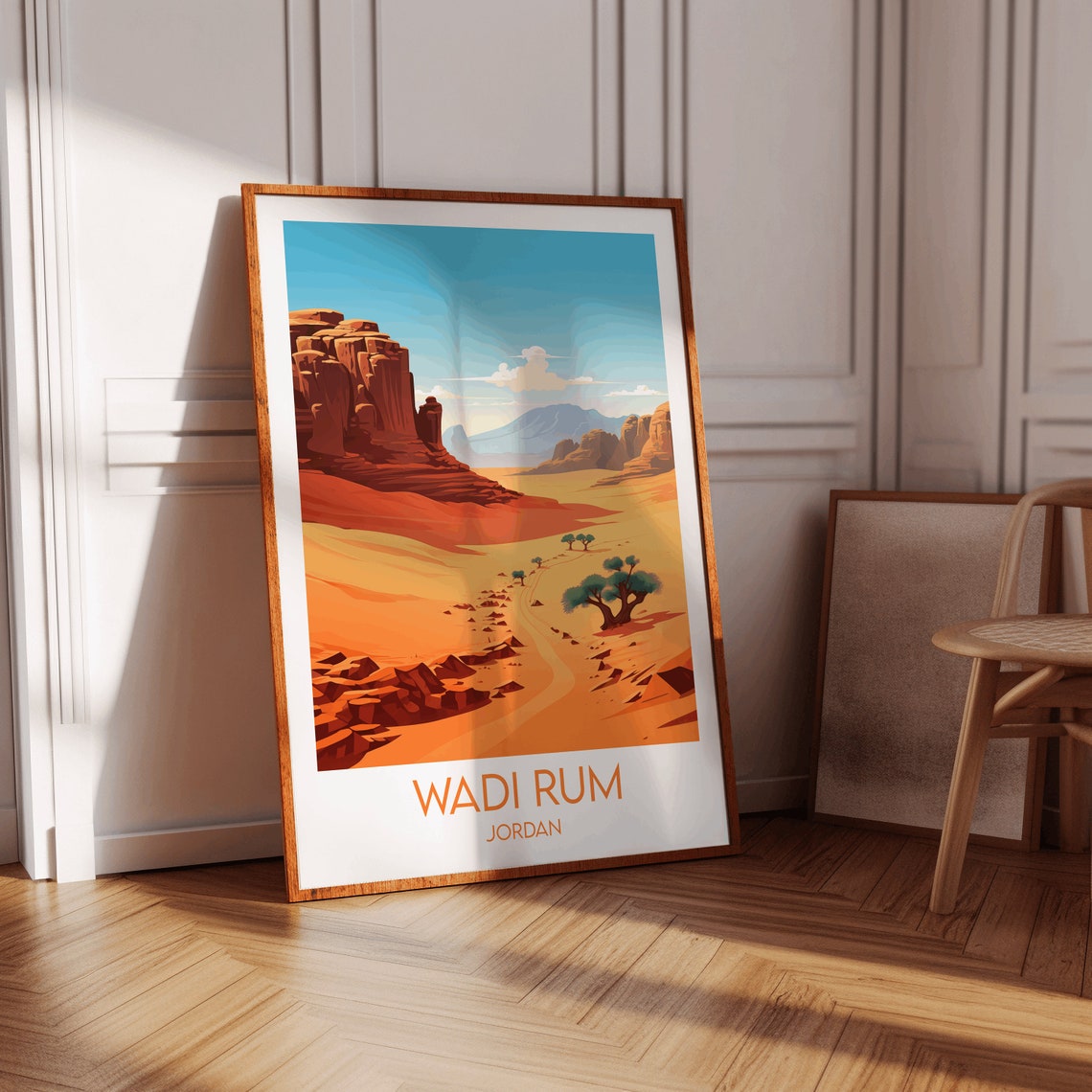 Wadi Rum Jordan Red Rock Desert Valley Caravan Travel Poster - Image 3