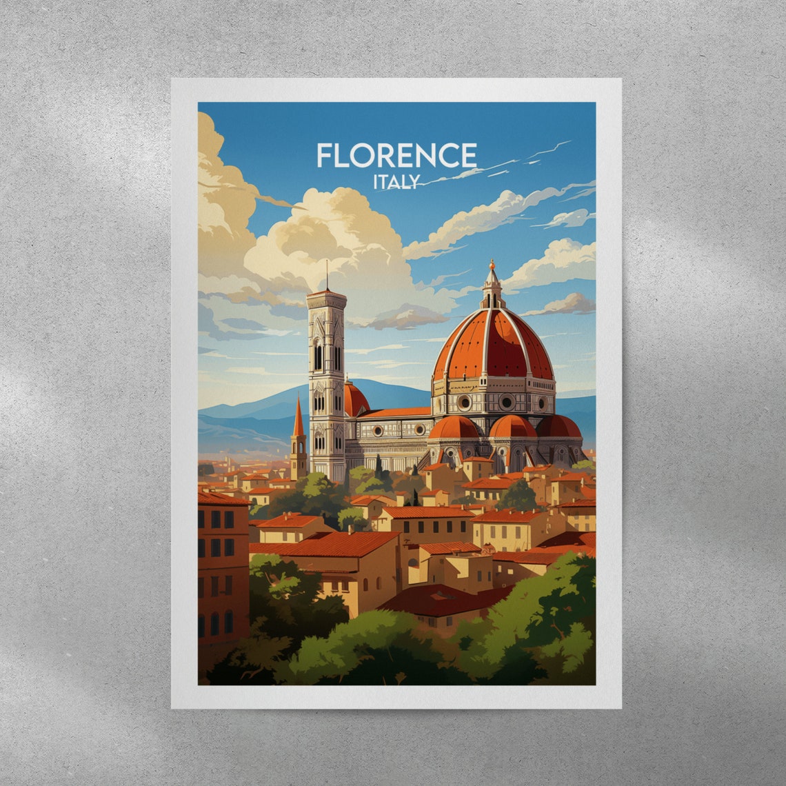 Florence Italy Duomo Cathedral Terracotta Rooftops City Travel Poster - Image 2