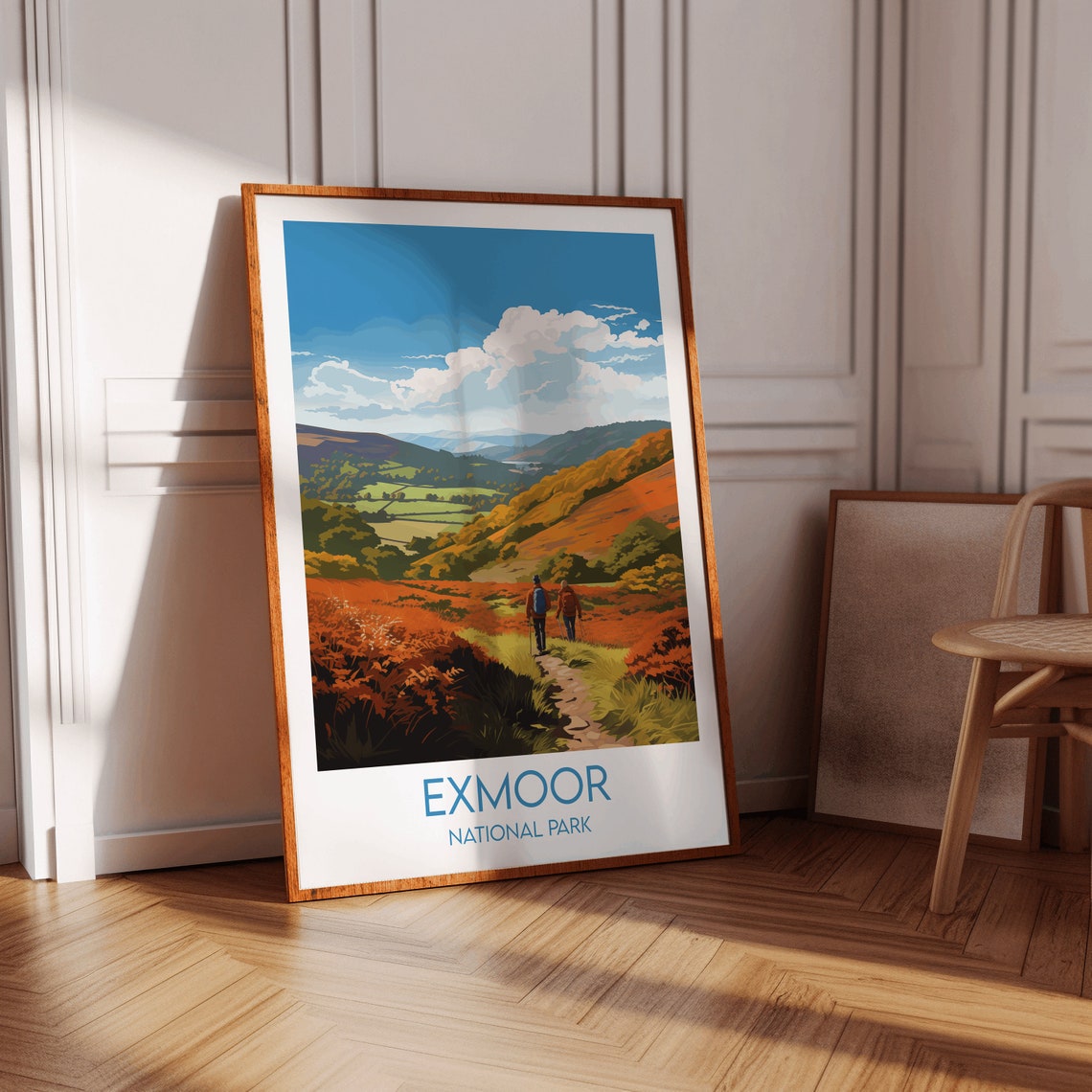 Exmoor National Park Autumn Moorland Hikers Trail Vista Poster - Image 2