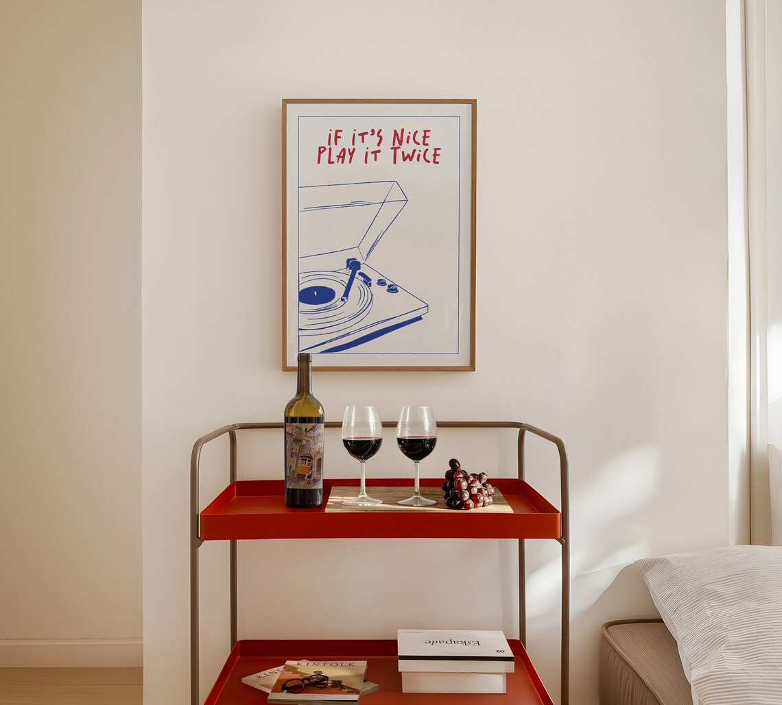 Music Wall Art Play It Twice Retro Groovy Print - Image 3
