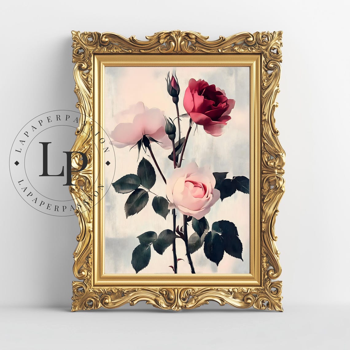 Vintage Floral Rose Art Print Still Life With Roses Antique Flower Painting Rose Wall Art Print Rose Painting Pink Flower Print - Image 2