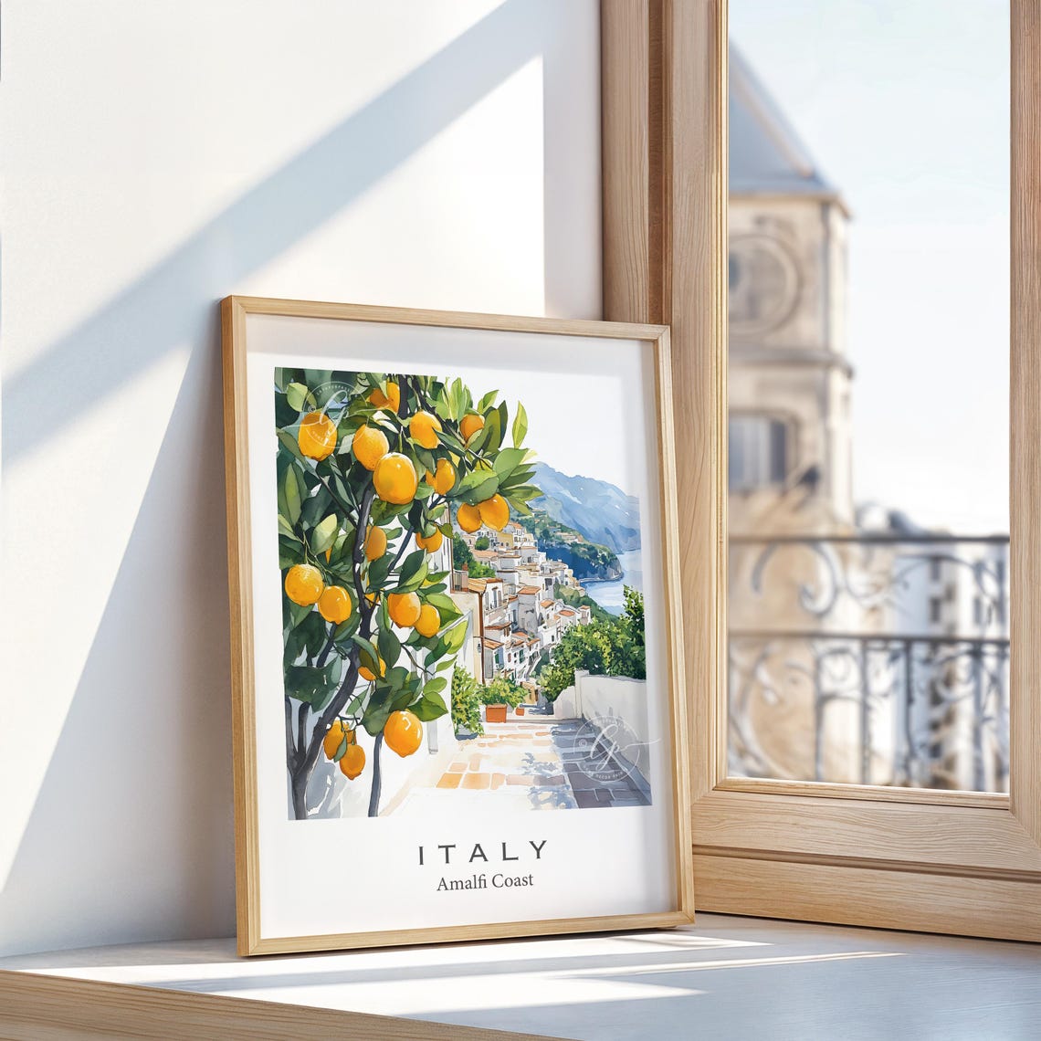 Amalfi Coast Italy Watercolor Travel Poster Watercolor Lemons Positano Italian Beach Coast Art Print Italian Beach Coast Art Print - Image 2