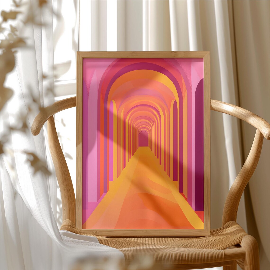 Abstract Pink And Orange Arch, Minimalist Art Print - Image 4