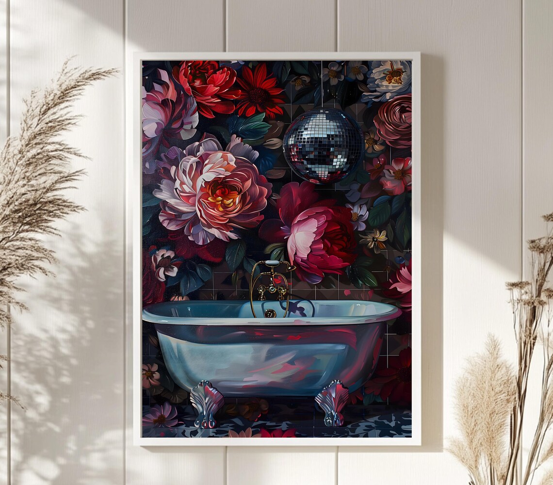 Disco Ball Bathroom Moody Maximalist, Poster