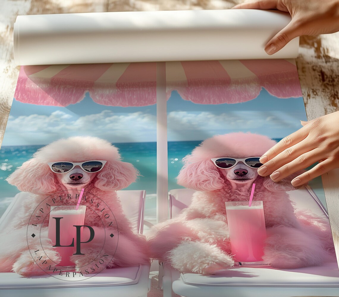Preppy Pink Poodle, Funky Animal Portrait - Image 3