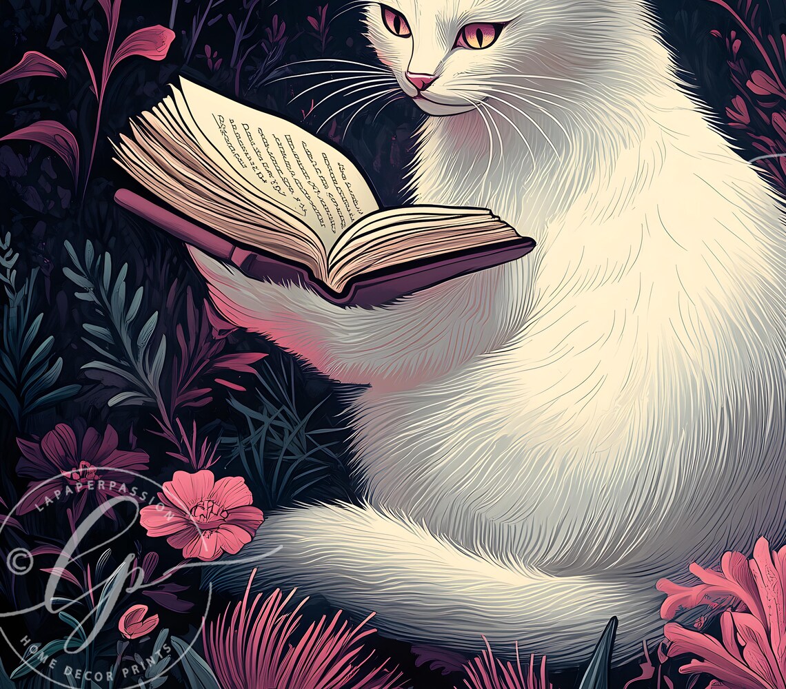 Cat Tarot Card, Botanical Witchy Cat Decor - Image 3
