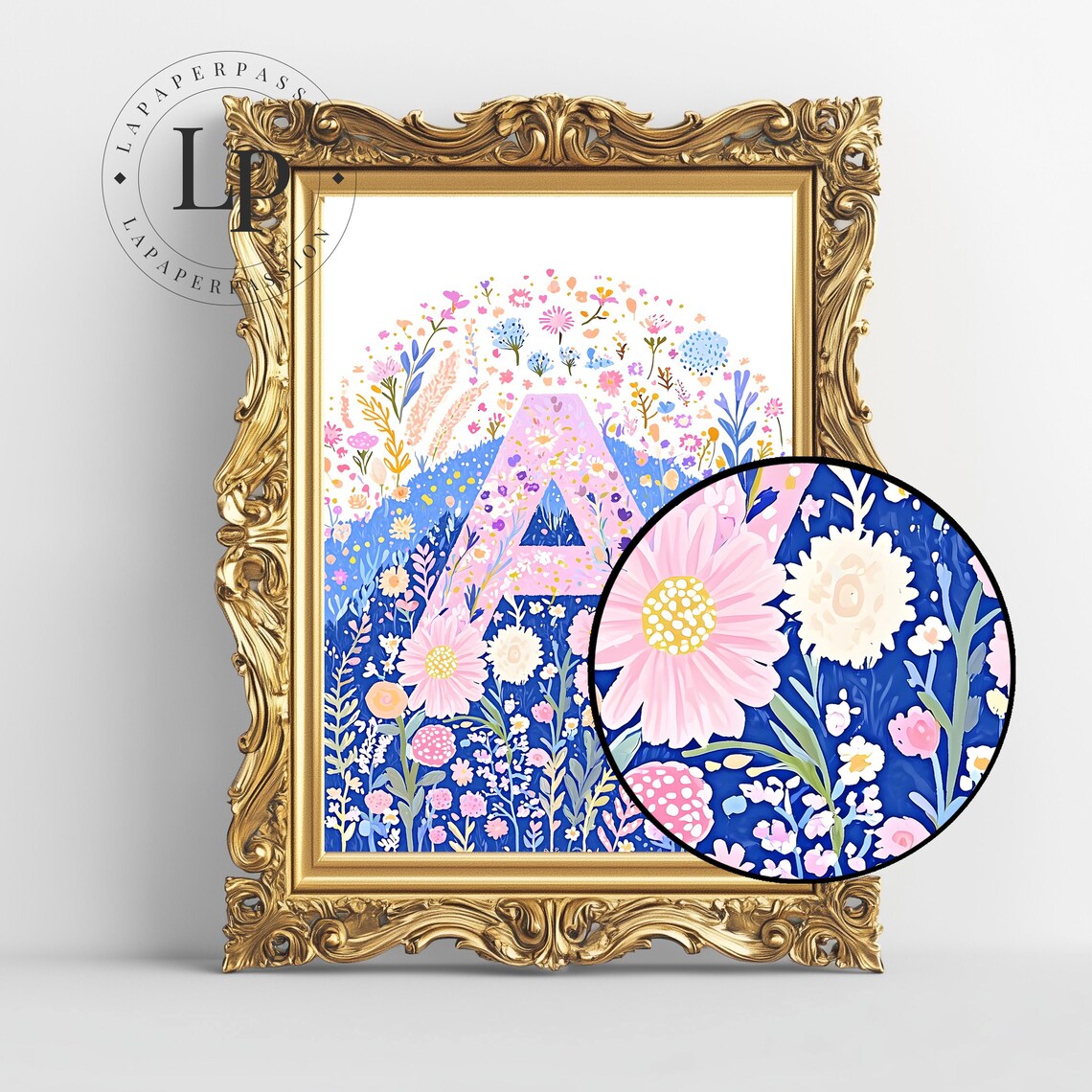 A Initial Floral Bloomcore Watercolor Art Print - Image 2