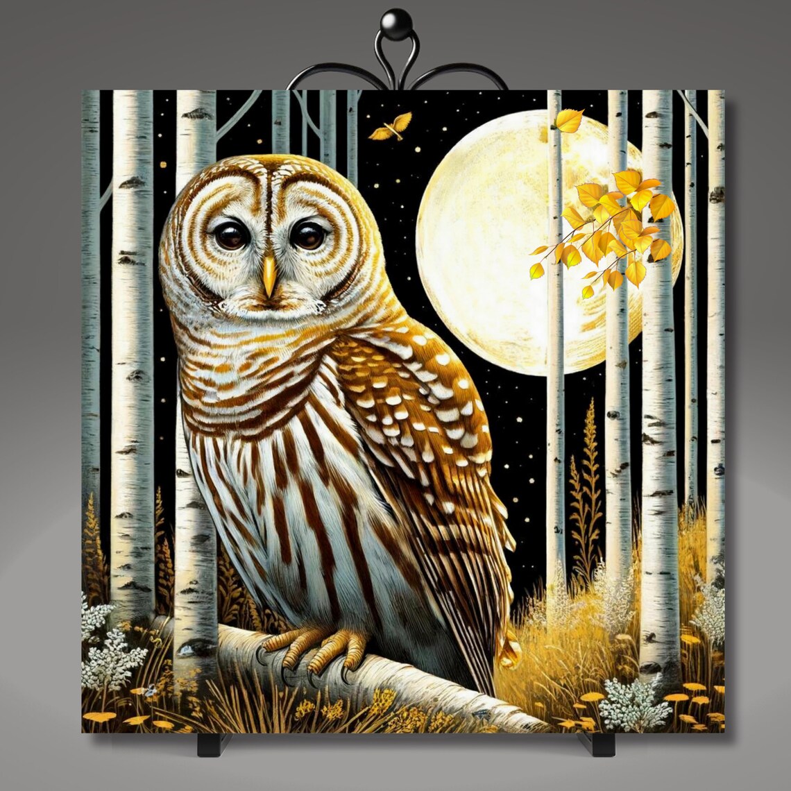 Barred Owl in Birch Trees Wall Art Print, Owl Decor - Image 5