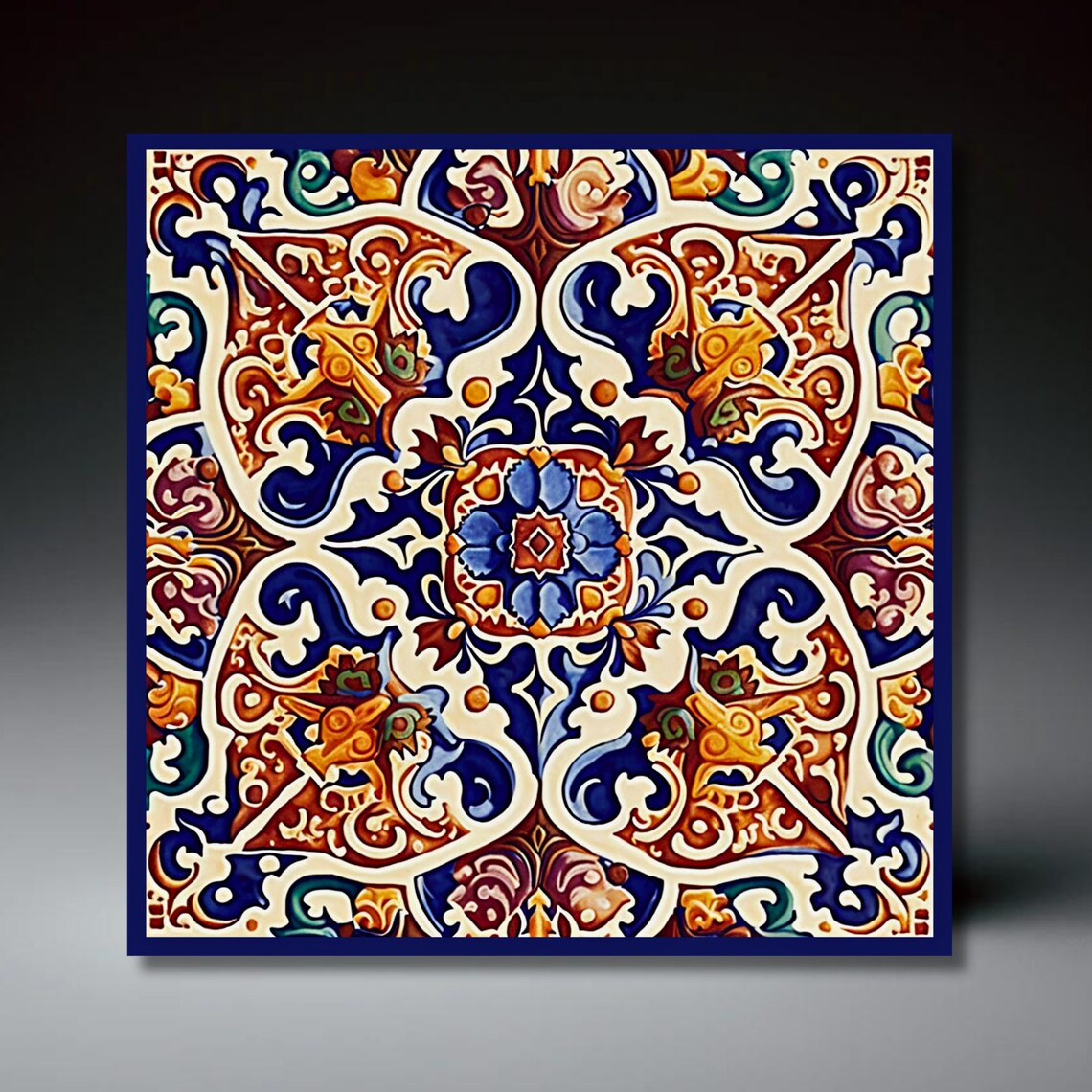 Deruta Style Ceramic Tile Art Print, Traditional Kitchen