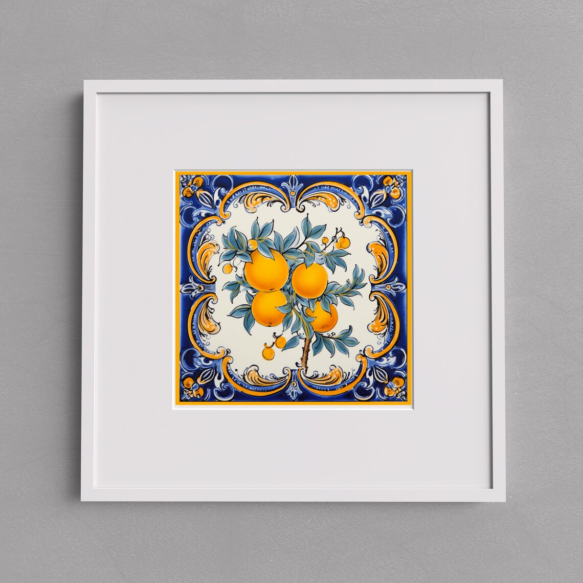 Italian Mediterranean Deruta Style Lemon Tile Art Print - Image 3