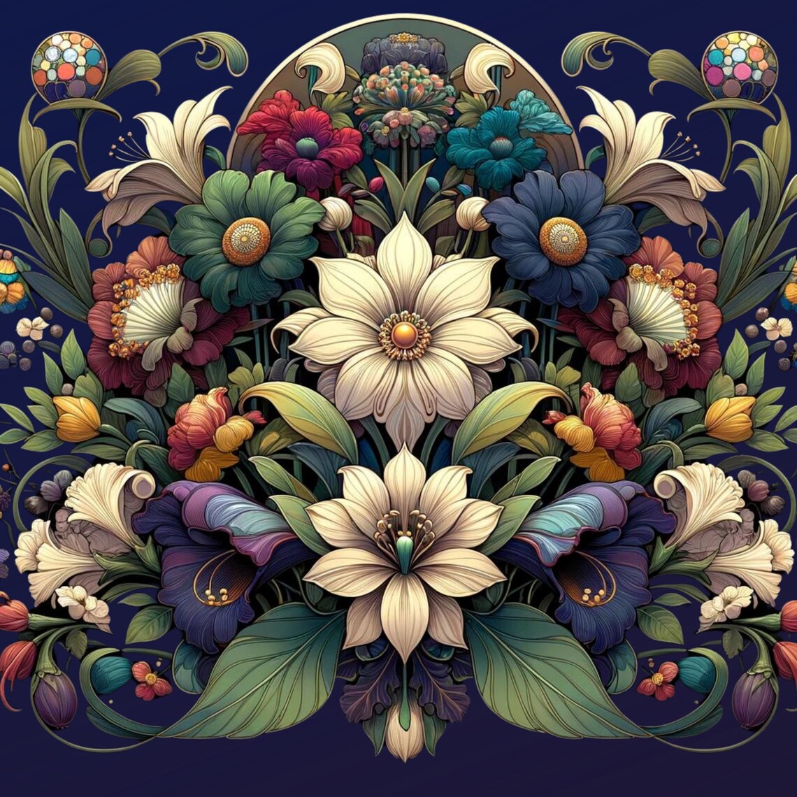 Floral Art Nouveau Ceramic Tile Poster Print, Vintage - Image 4