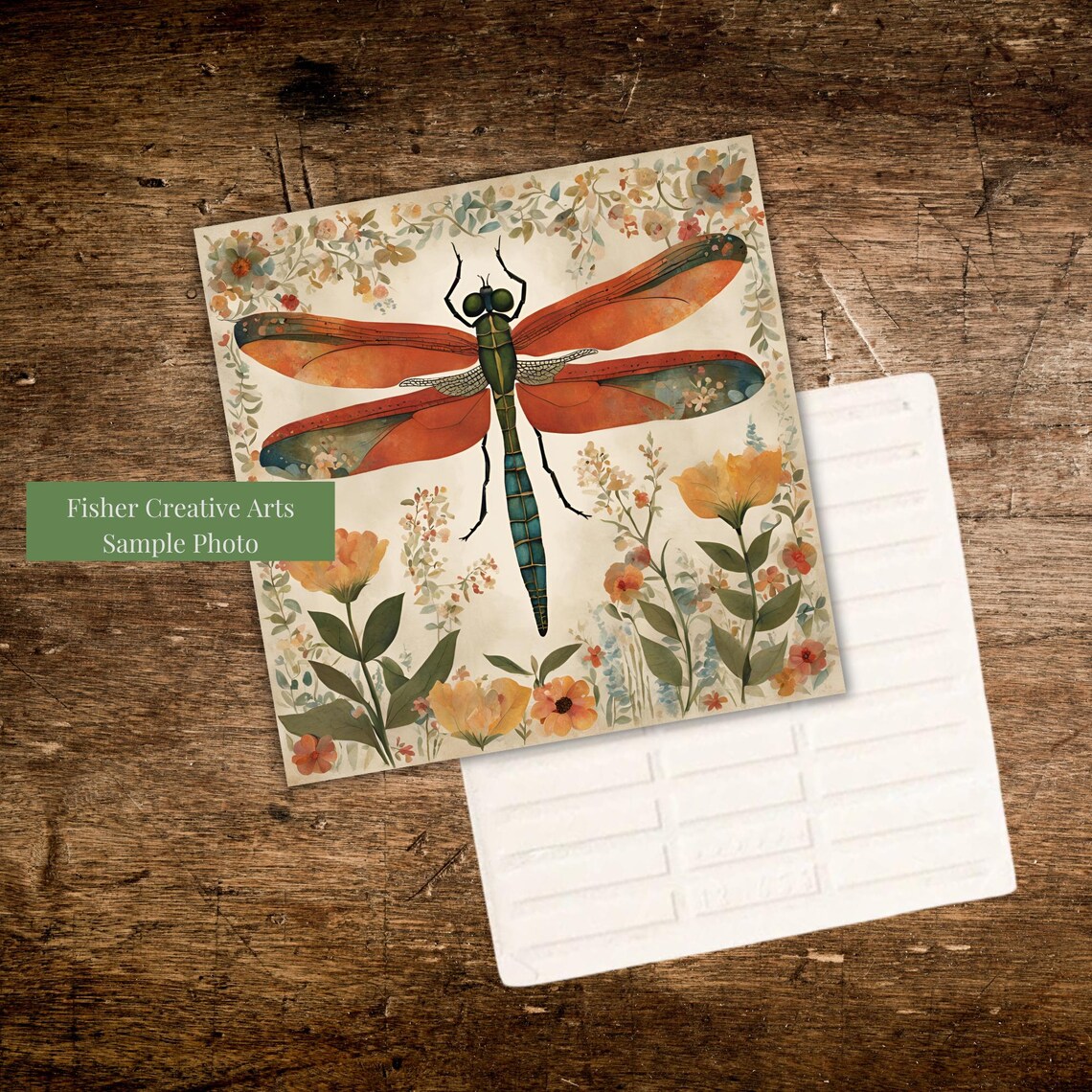 Vintage Dragonfly Ceramic Tile Art Print, Nature Decor - Image 3