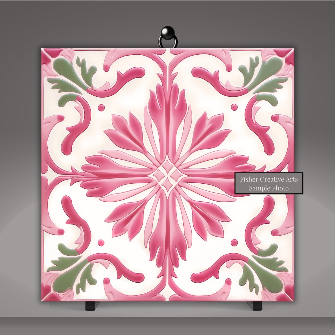 Pink And White Azulejo Tile Art Print, Kitchen Decor - Image 5
