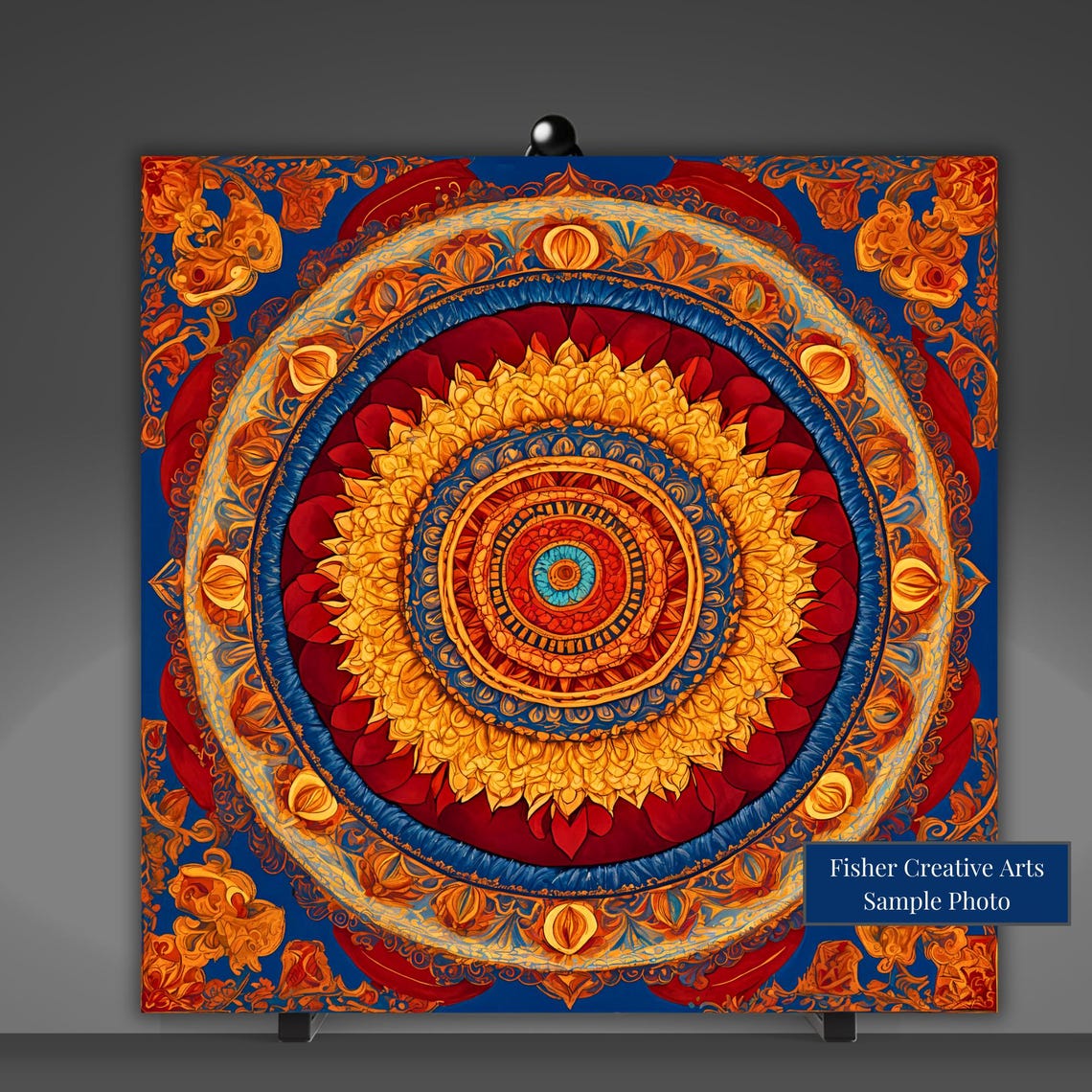 Vibrant Indian Mandala Ceramic Tile Wall Art Eastern Cultural Art Spiritual Boho Decor Mandala Wall Art Trivet Option Yoga Gift - Image 5