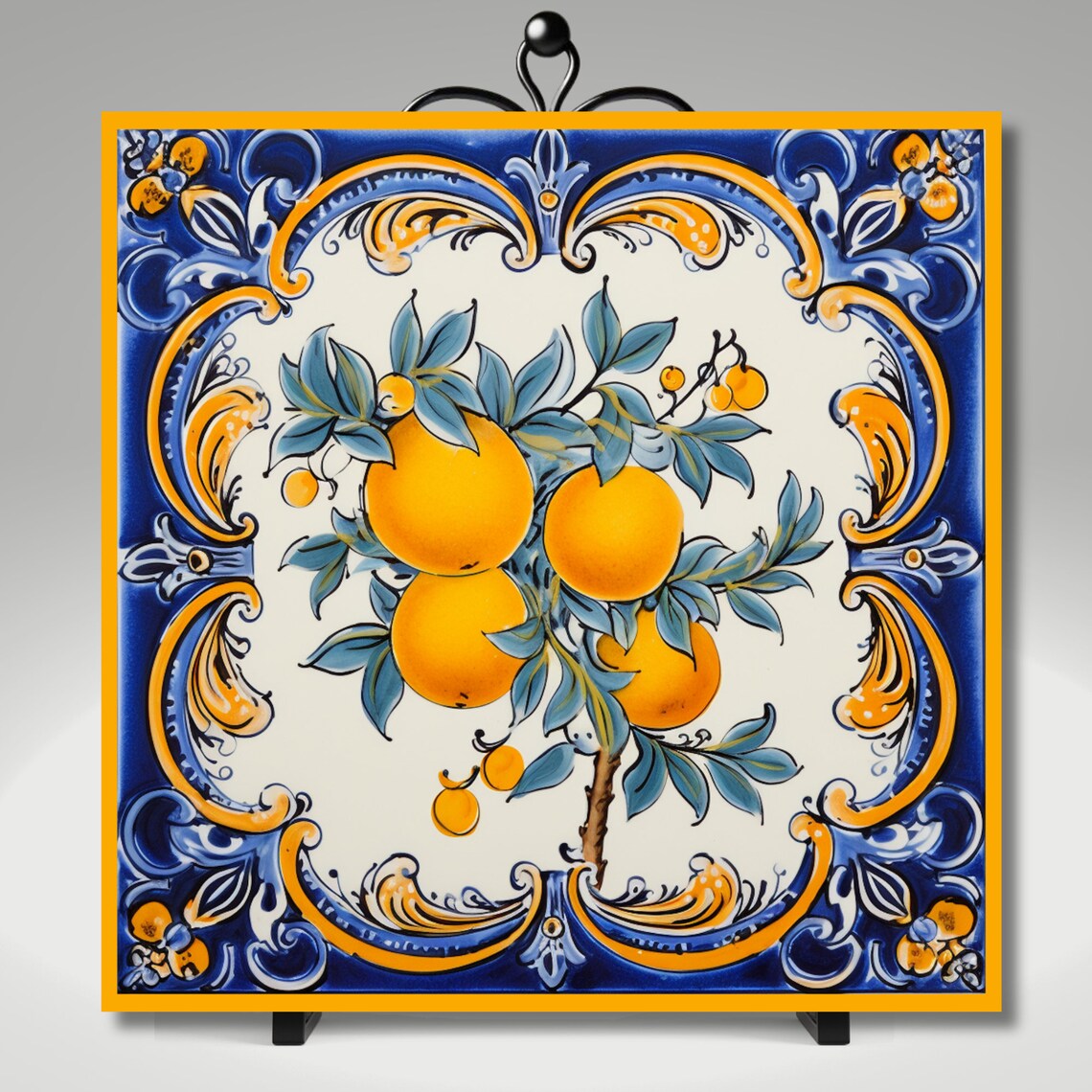 Italian Mediterranean Deruta Style Lemon Tile Art Print - Image 5