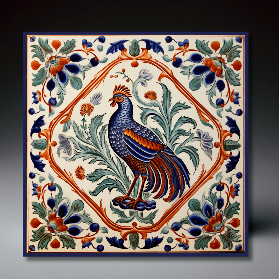 Deruta Rooster Tile, Italian Kitchen Wall Art Print