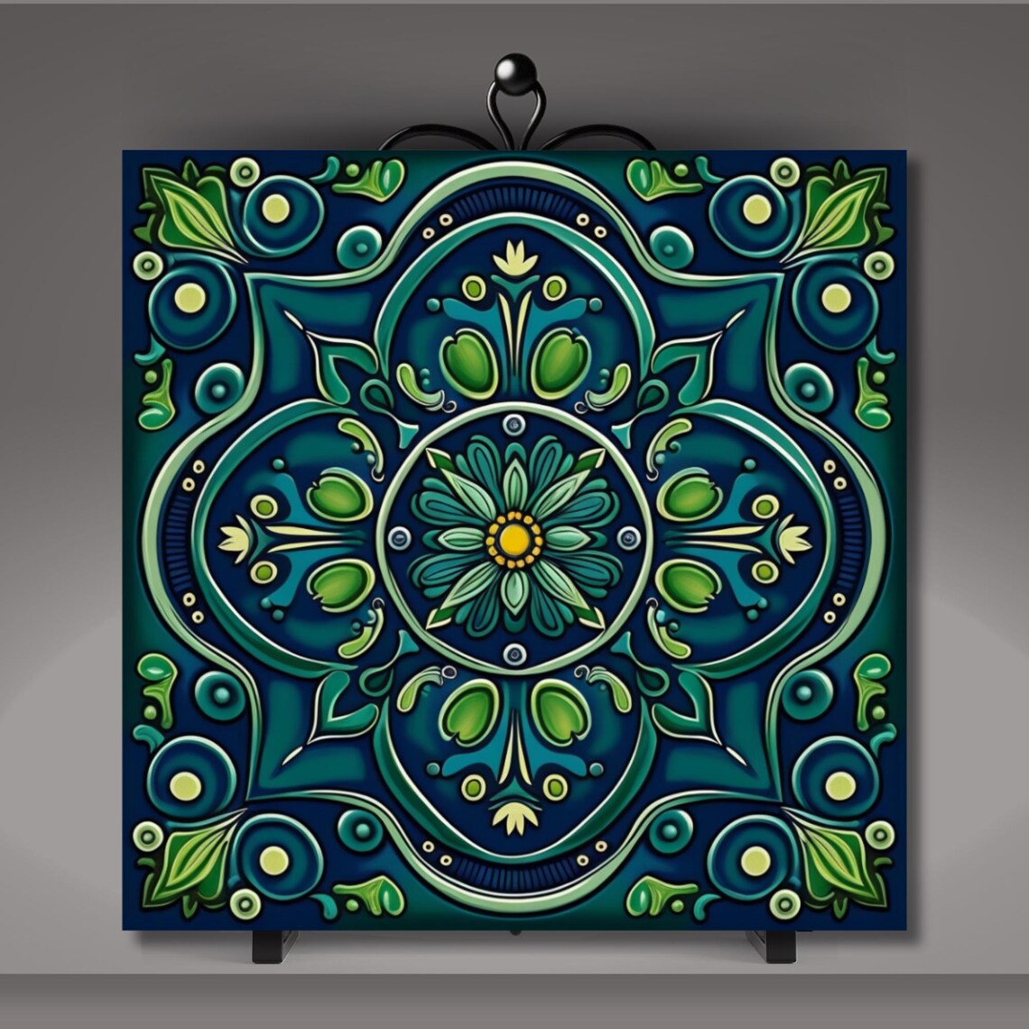 Blue And Green Talavera Tile, Mexican Wall Art Print - Image 5