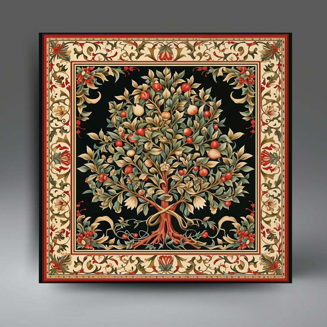 William Morris Inspired Botanical Tree Decorative Tile