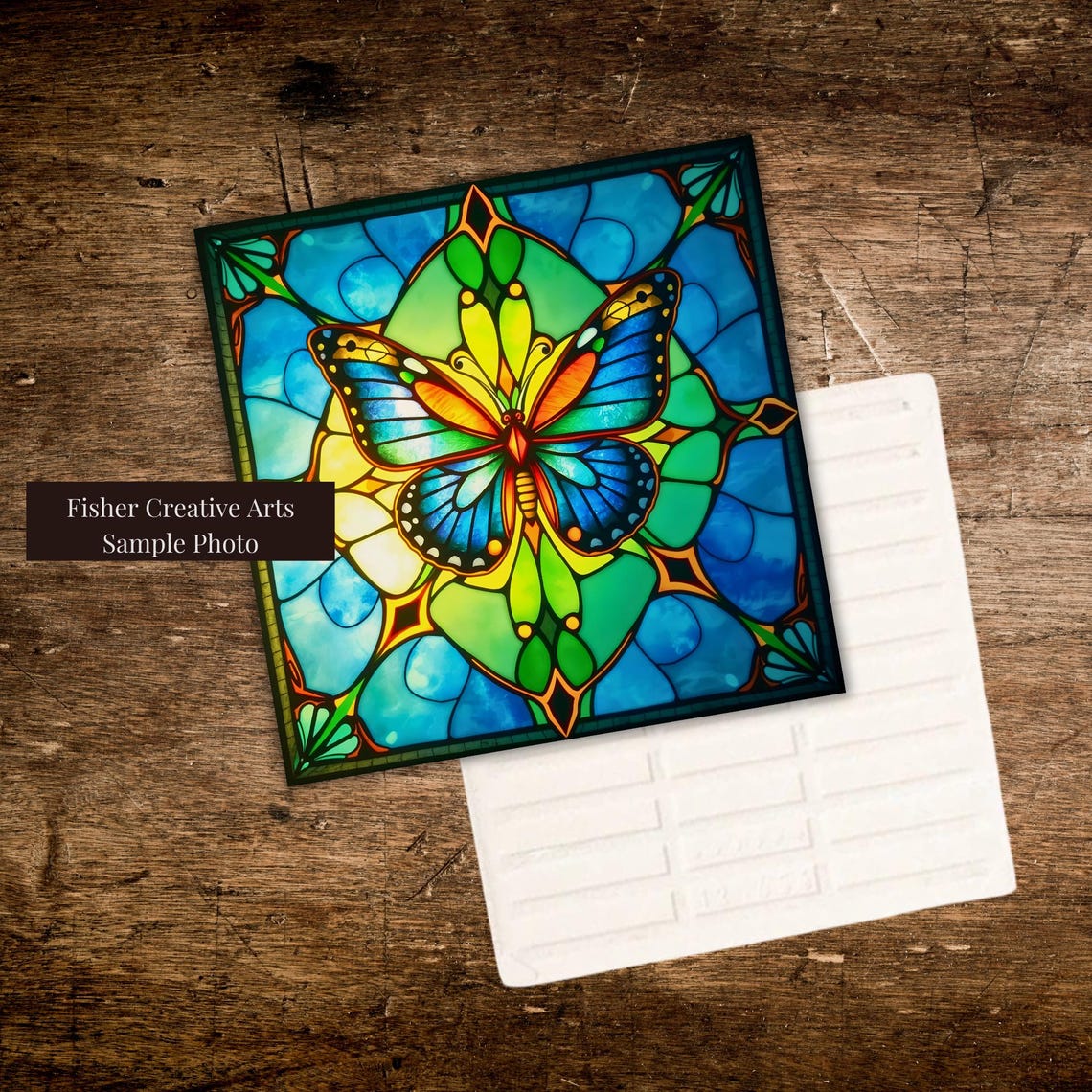 Art Nouveau Stained Glass Look Butterfly Ceramic Tile Decorative Tile Art Deco Trivet Spoon Rest Option Boho Butterfly Gift For Her - Image 3