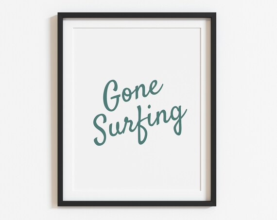 Gone Surfing Wall Art Boy Surf Room Decor Surfer Boy Print Beach Theme Nursery Decor Surf Home Decor Beach Boy Room Surf Art