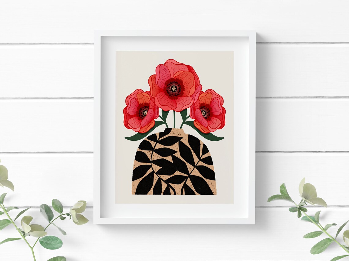 Flowers In Vase Series II Botanical Art Print - Image 3
