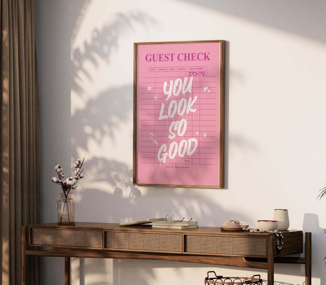 You Look So Good Pink Guest Check Receipt Retro Bar Wall Decor Poster - Image 2