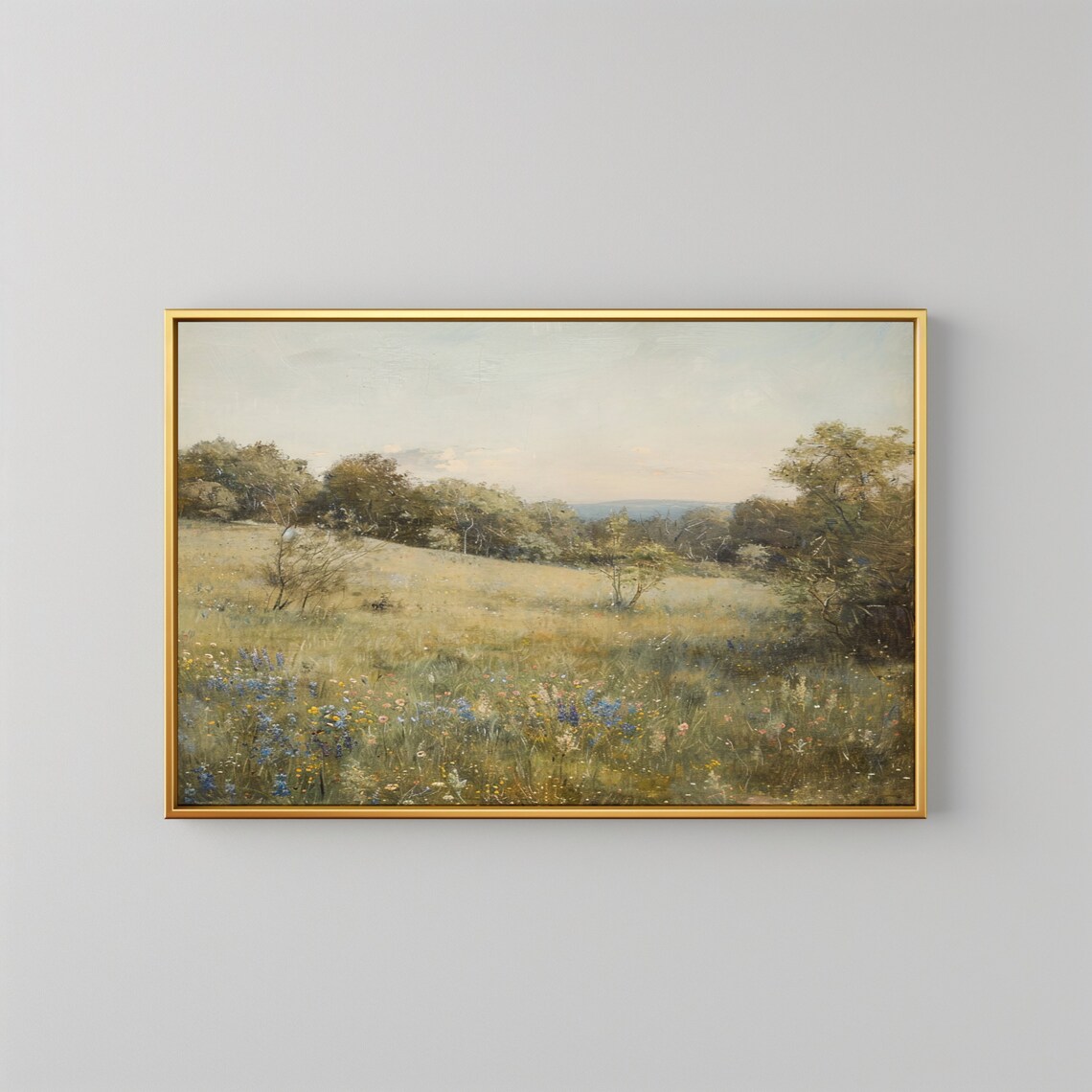 Vintage Wildflower Meadow Golden Field Soft Pastel Oil Painting Poster - Image 2