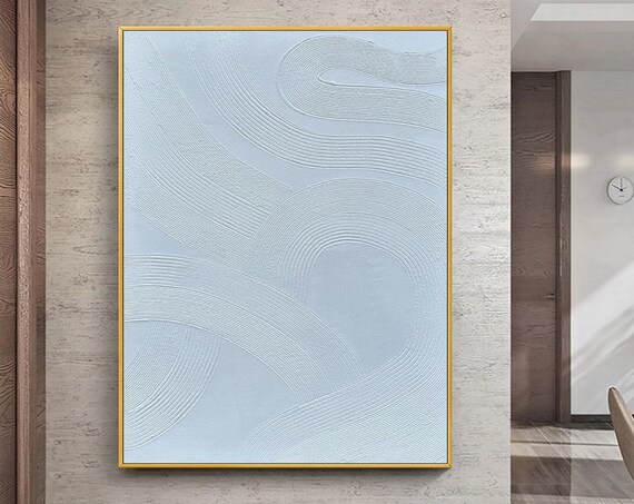 White Minimalist Abstract Oil Painting On Original White Textured Painting Large White Wall Art Wabi Sabi Large Abstract Wall Art