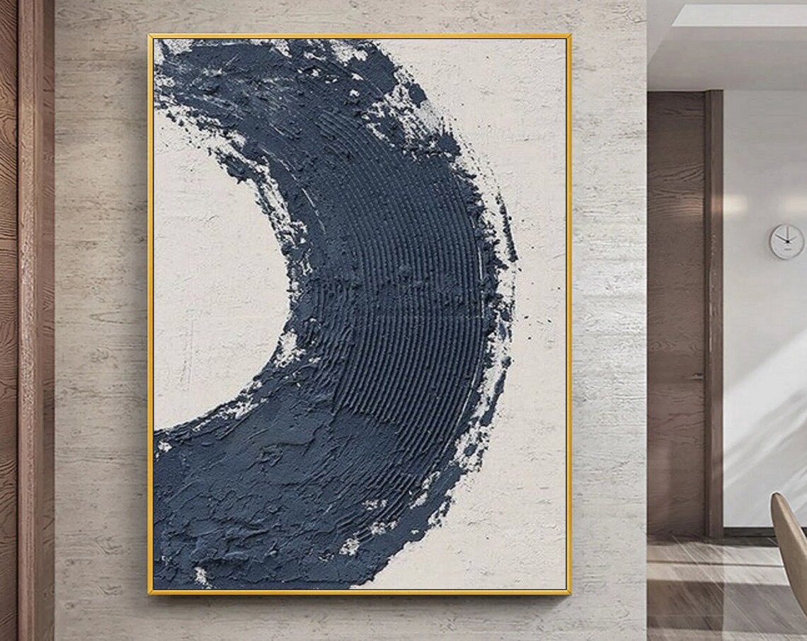 Original Blue White Abstract Painting Blue Textured Painting Blue White Minimalist Textured Wall Art Wabi Sabi Art Decor Minimalist Painting