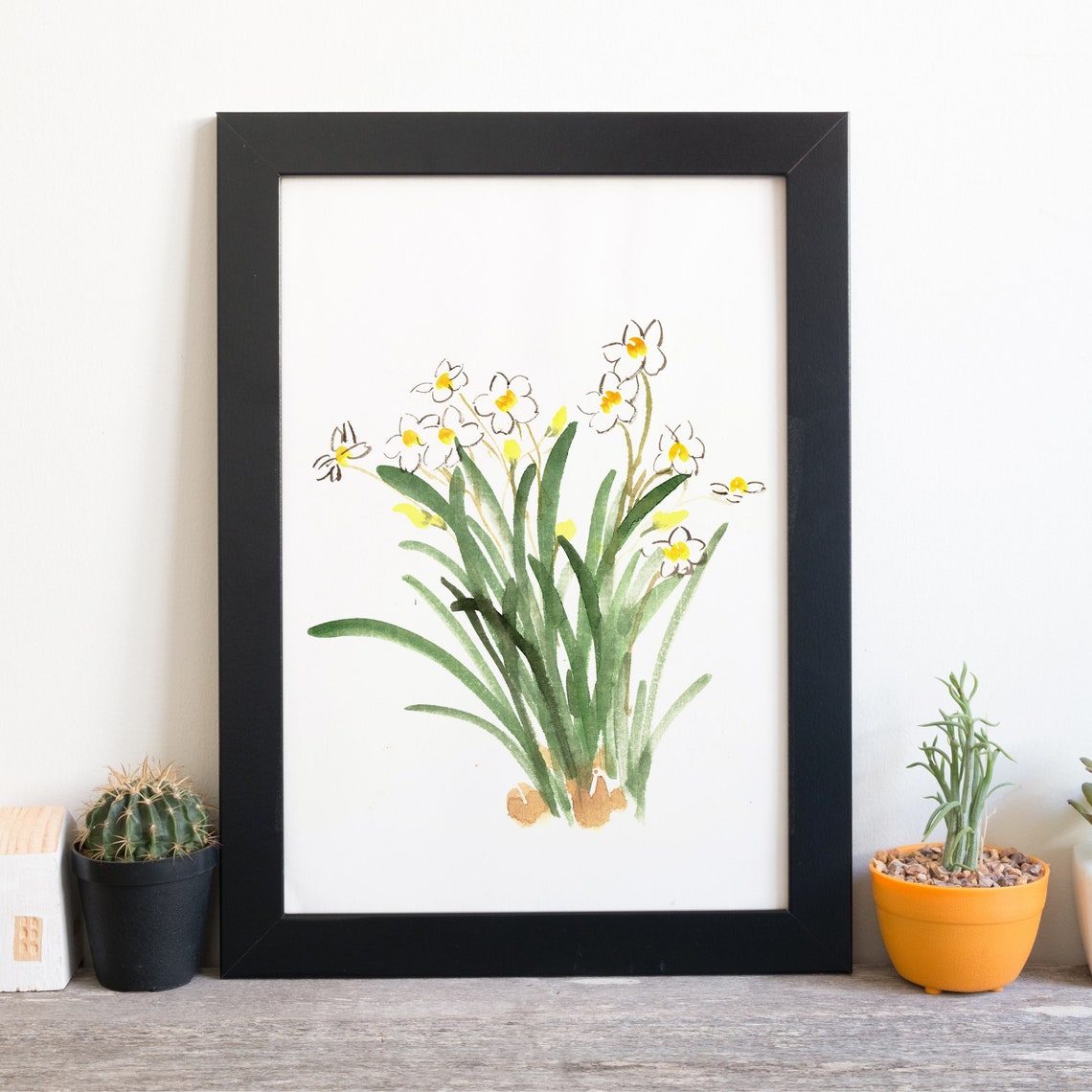 Daffodils Watercolor Botanical Flower Painting Spring Decor Poster