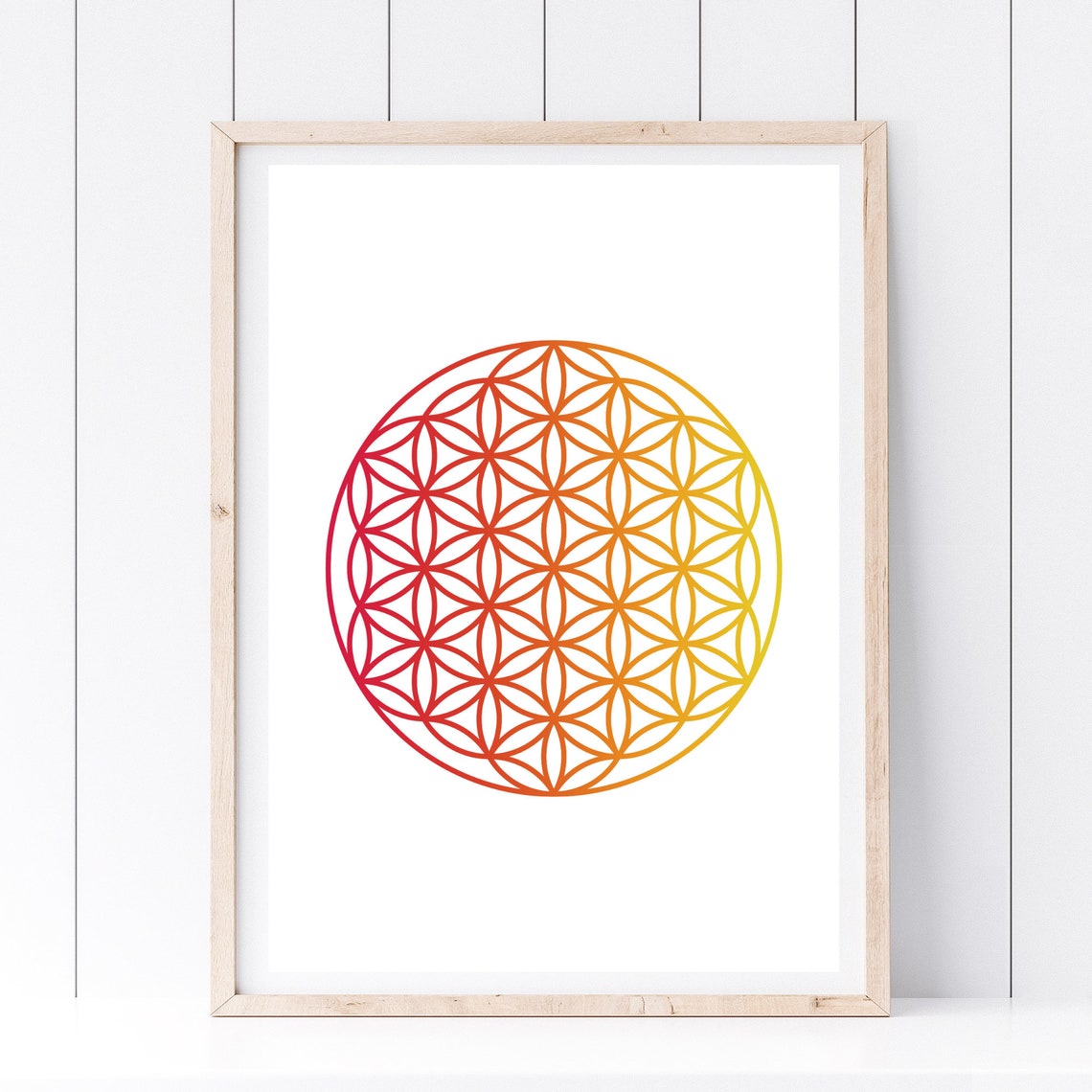 Flower Of Life Sacred Geometry Sunset Gradient Circle Yoga Wall Poster - Image 2