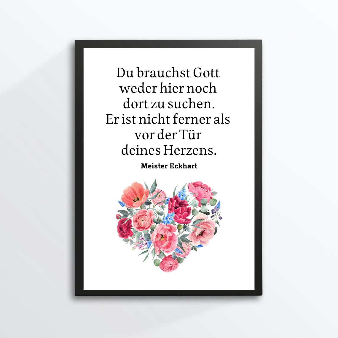 Meister Eckhart Quote God Is Near Floral Heart Watercolor Poster