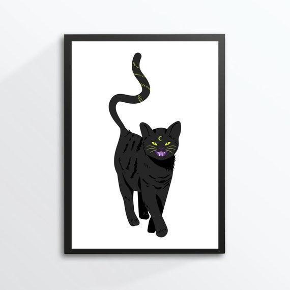 Din A4 Picture Art Print Without Frame Mystical Cat Wicca Gothic Occultism Occult Poster Gift